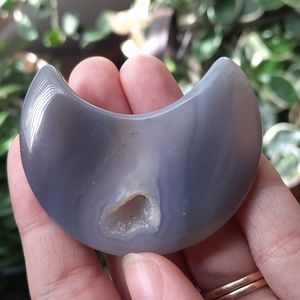 Druzy Agate Polished Moon Shape Crystal